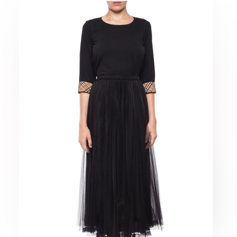 Burberry Check Cuff Stretch Black Top